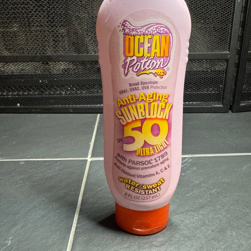 Ocean Potion Anti-Aging Sunblock SPF 50 Ultra Light Water Resistant 8oz Partial